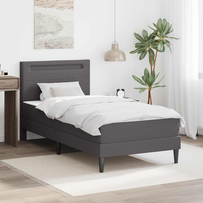 Cadru de pat cu benzi LED Gri 90 x 190 cm Piele artificială WALTI