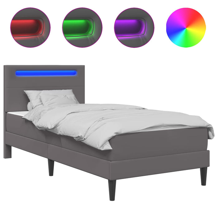 Cadru de pat cu benzi LED Gri 90 x 190 cm Piele artificială WALTI