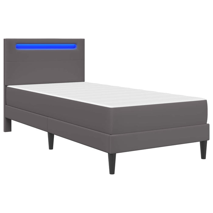 Cadru de pat cu benzi LED Gri 90 x 190 cm Piele artificială WALTI