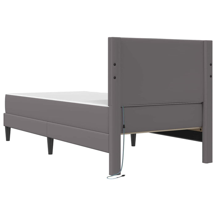 Cadru de pat cu benzi LED Gri 90 x 190 cm Piele artificială WALTI