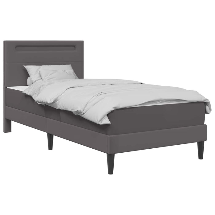Cadru de pat cu benzi LED Gri 90 x 190 cm Piele artificială WALTI