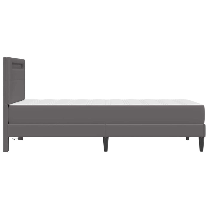 Cadru de pat cu benzi LED Gri 90 x 190 cm Piele artificială WALTI