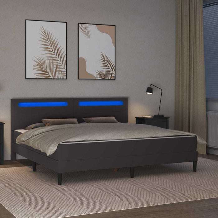 Cadru de pat cu benzi LED Gri 180 x 200 cm Piele artificială WALTI