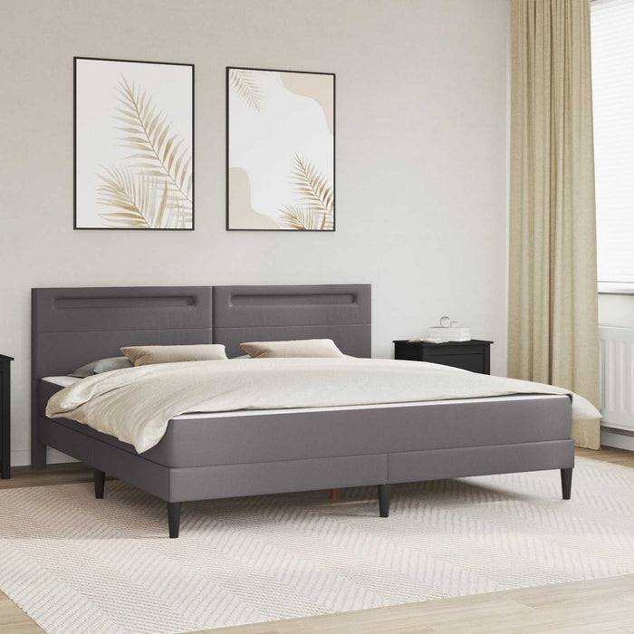 Cadru de pat cu benzi LED Gri 180 x 200 cm Piele artificială WALTI
