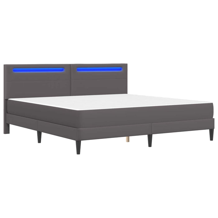 Cadru de pat cu benzi LED Gri 180 x 200 cm Piele artificială WALTI