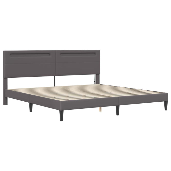 Cadru de pat cu benzi LED Gri 180 x 200 cm Piele artificială WALTI