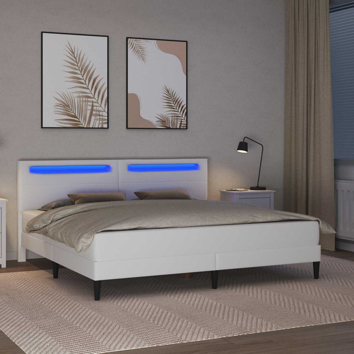Cadru de pat cu benzi LED Alb 180 x 200 cm Piele artificială WALTI