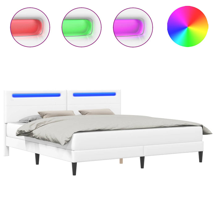 Cadru de pat cu benzi LED Alb 180 x 200 cm Piele artificială WALTI