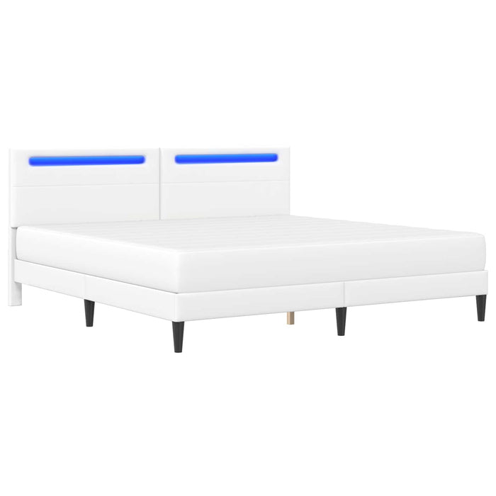 Cadru de pat cu benzi LED Alb 180 x 200 cm Piele artificială WALTI
