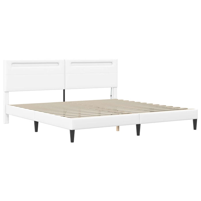 Cadru de pat cu benzi LED Alb 180 x 200 cm Piele artificială WALTI