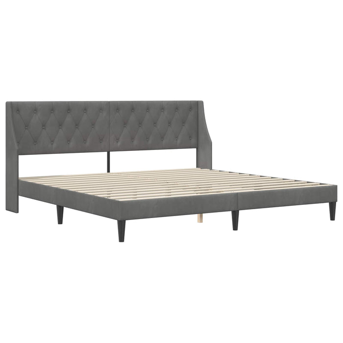 Cadru de pat cu saltea Gri închis 200 x 200 cm Catifea - WALTI WALTI