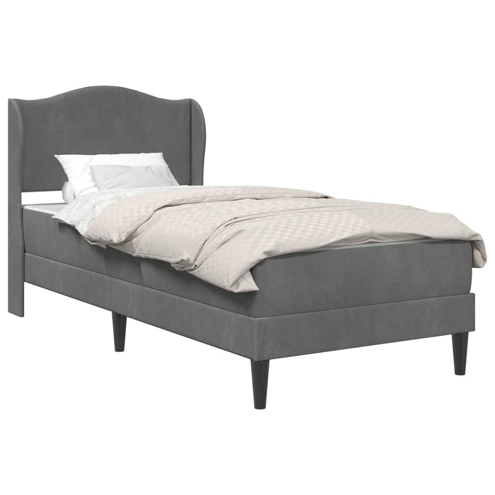 Cadru de pat cu headboard Gri închis 90 x 190 cm Catifea WALTI