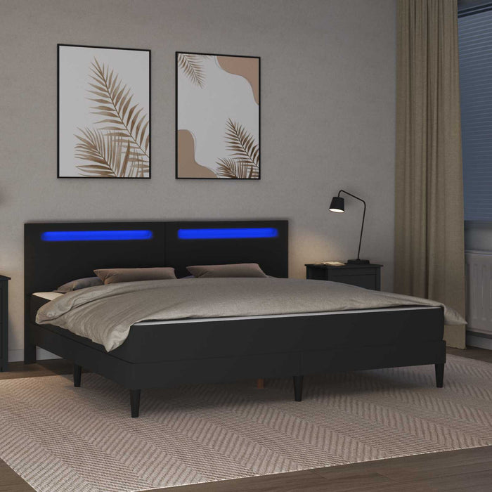 Cadru de pat cu benzi LED Negru 180 x 200 cm Piele artificială WALTI