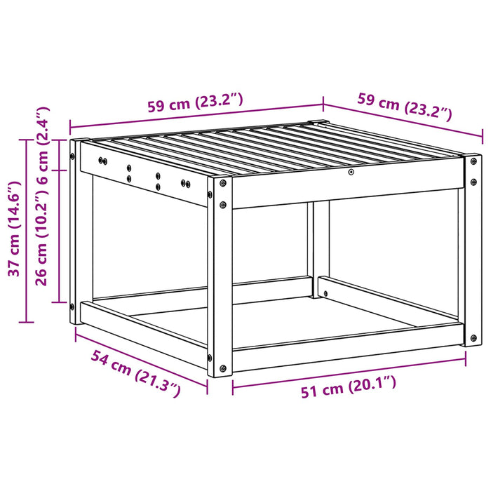 Hocker de Exterior Lemn Solid de Acacia Alb 59 x 59 x 37 cm - WALTI WALTI