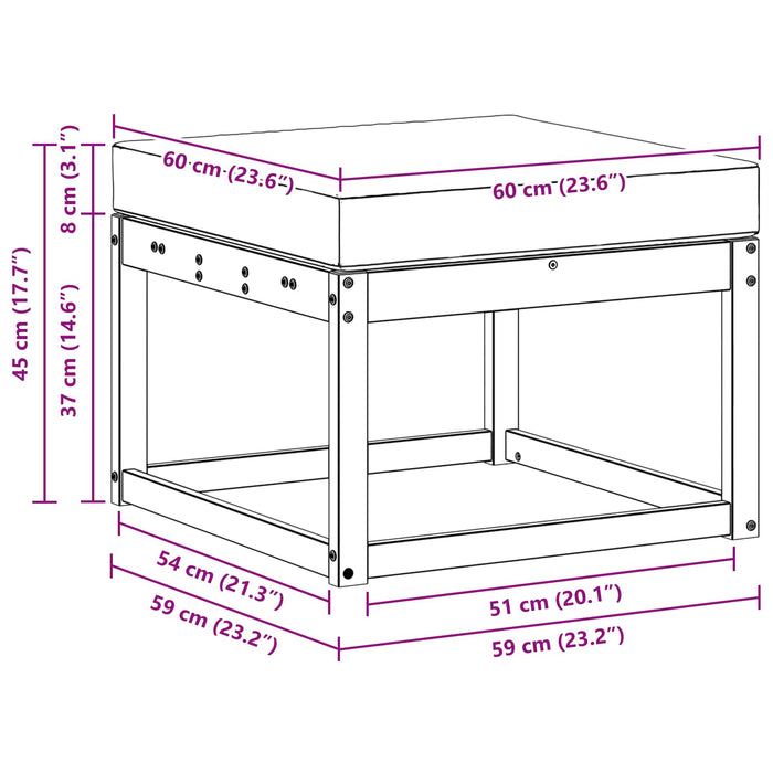 Hocker de Exterior Lemn Solid de Acacia Alb - WALTI WALTI