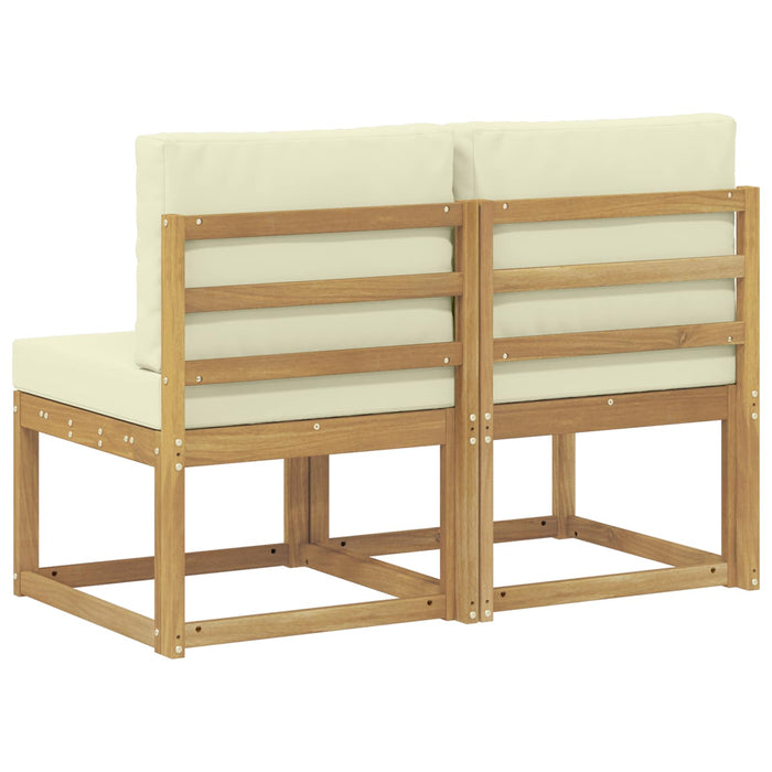 2 Bucată Canapea Medie pentru Exterior Lemn Solid de Acacia Alb - WALTI WALTI