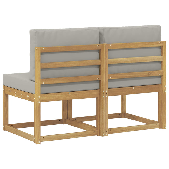 2 Bucată Canapea Medie pentru Exterior Lemn Solid de Acacia Alb WALTI