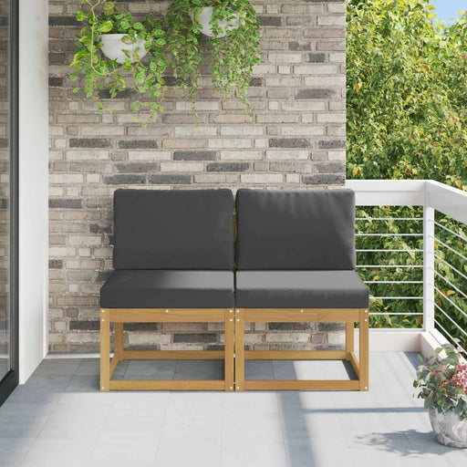 2 Bucată Canapea Medie pentru Exterior Lemn Solid de Acacia Alb - WALTI WALTI