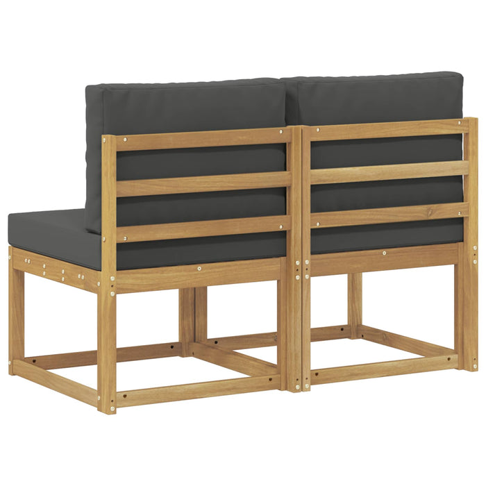 2 Bucată Canapea Medie pentru Exterior Lemn Solid de Acacia Alb - WALTI WALTI