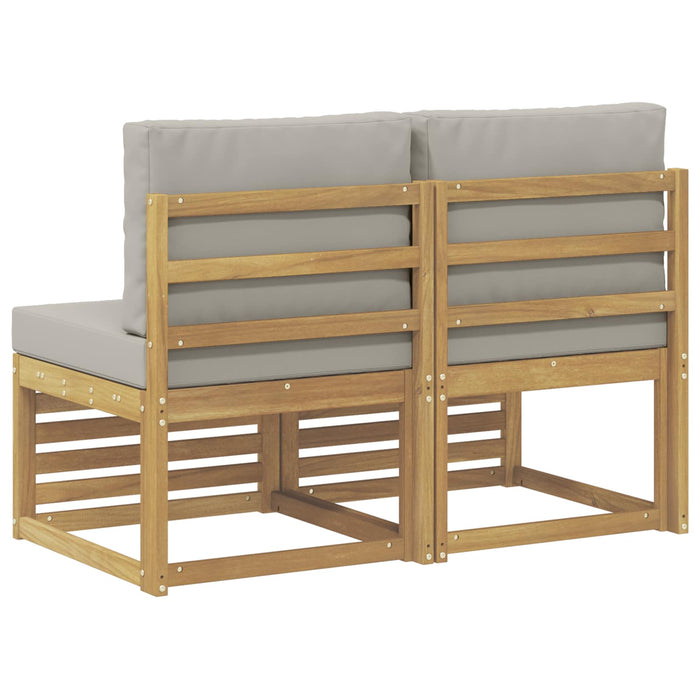 2 Bucată Canapea Medie pentru Exterior Lemn Solid de Acacia Alb - WALTI WALTI