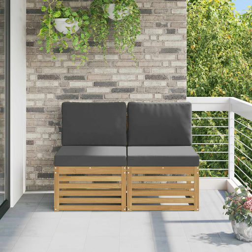 2 Bucată Canapea Medie pentru Exterior Lemn Solid de Acacia Alb - WALTI WALTI