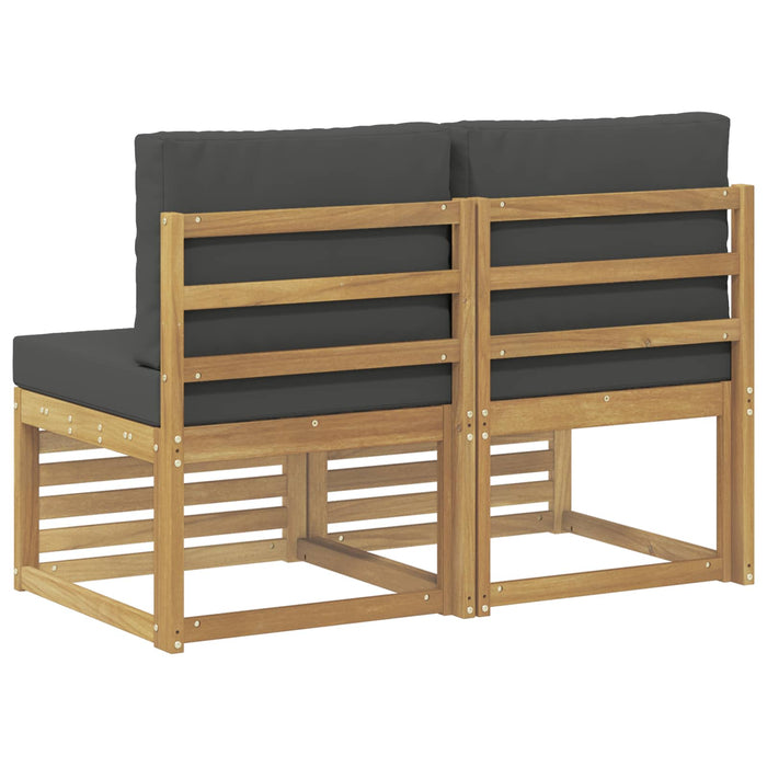 2 Bucată Canapea Medie pentru Exterior Lemn Solid de Acacia Alb - WALTI WALTI