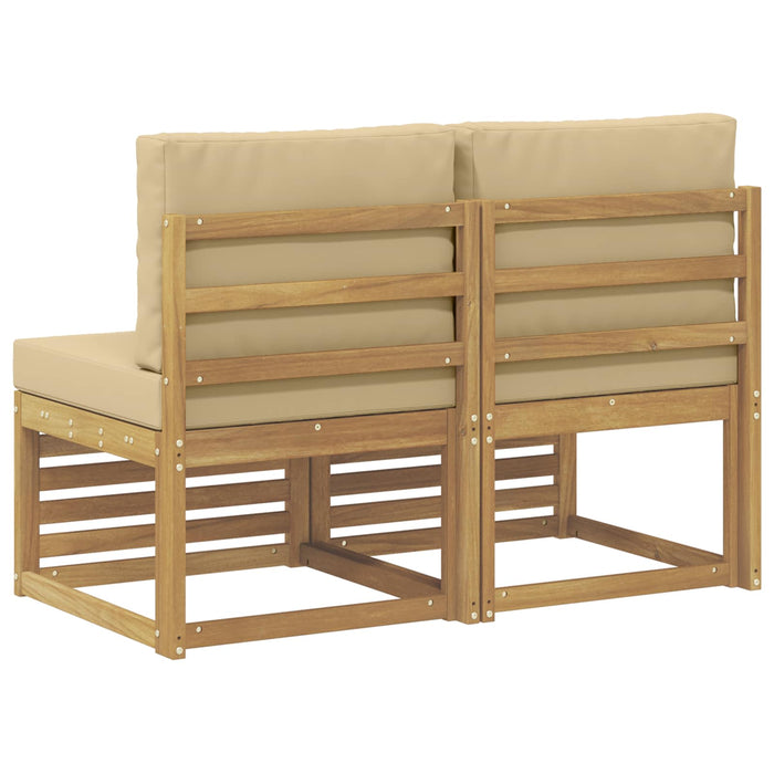2 Bucată Canapea Medie pentru Exterior Lemn Solid de Acacia Alb - WALTI WALTI