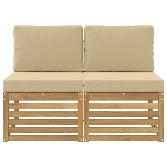 2 Bucată Canapea Medie pentru Exterior Lemn Solid de Acacia Alb - WALTI WALTI