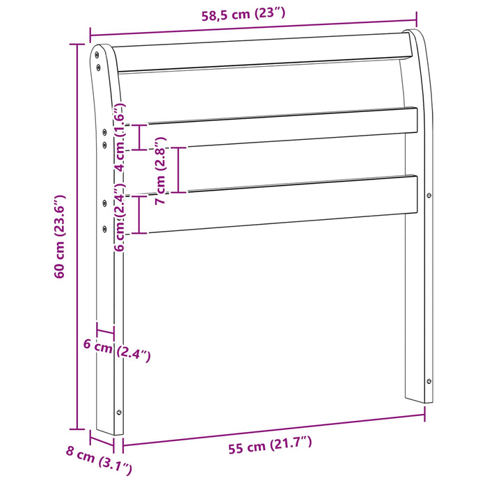 Modul cotiere 2 pcs Alb 58,5 x 8,5 x 60 cm Lemn Solid de Acacia WALTI