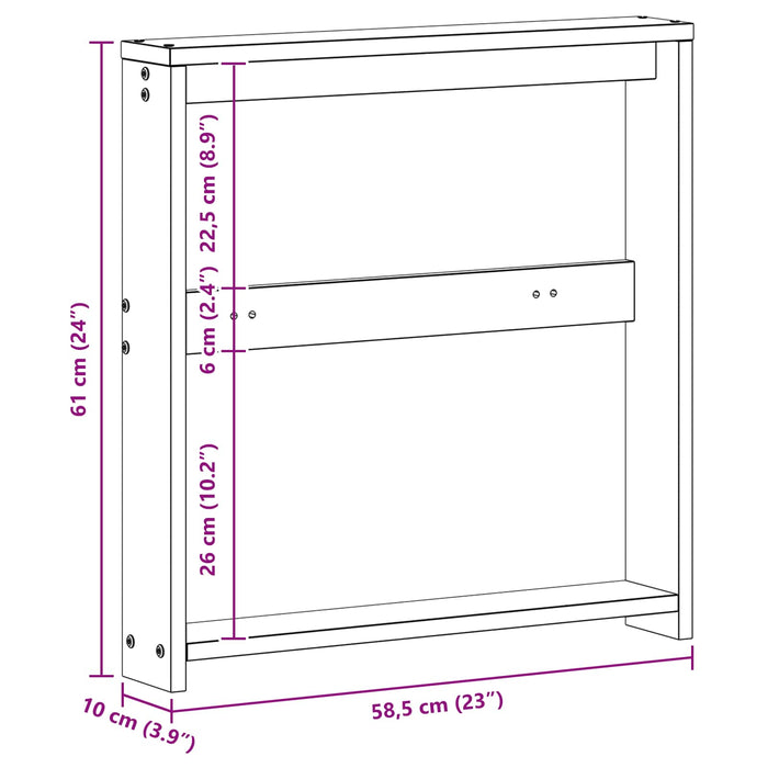 Modul cotiere 2 pcs Alb 58,5 x 10 x 61 cm Lemn Solid de Acacia WALTI