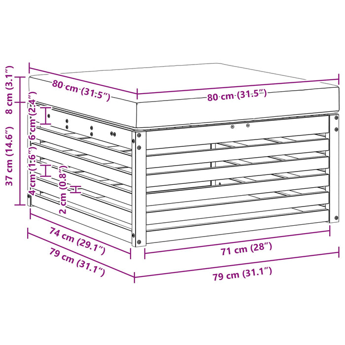 Taburet pentru exterior Lemn Solid de Acacia Alb - WALTI WALTI