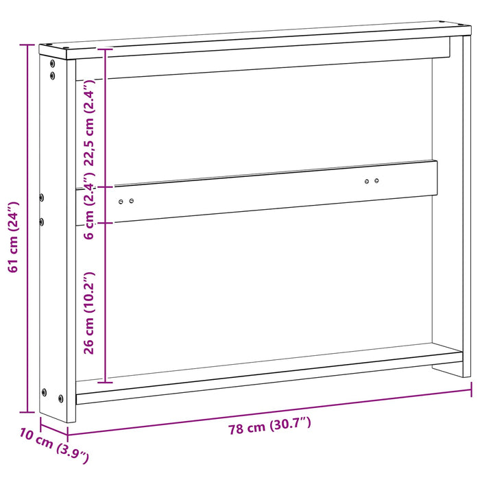Modul Cotieră 2 pcs Alb 78,5 x 10 x 61 cm Lemn Solid de Acacia WALTI