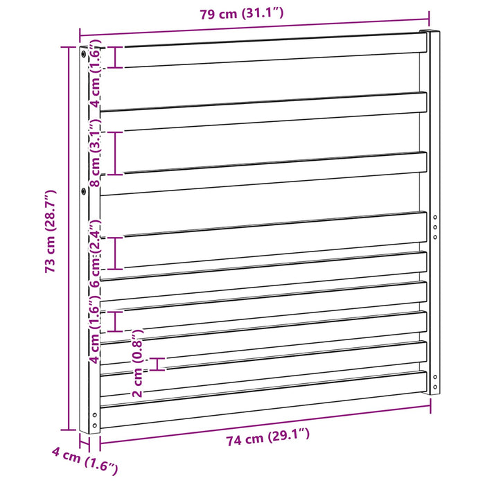 Modul Cotieră 2 pcs Alb 79 x 4 x 73 cm Lemn Solid de Acacia WALTI