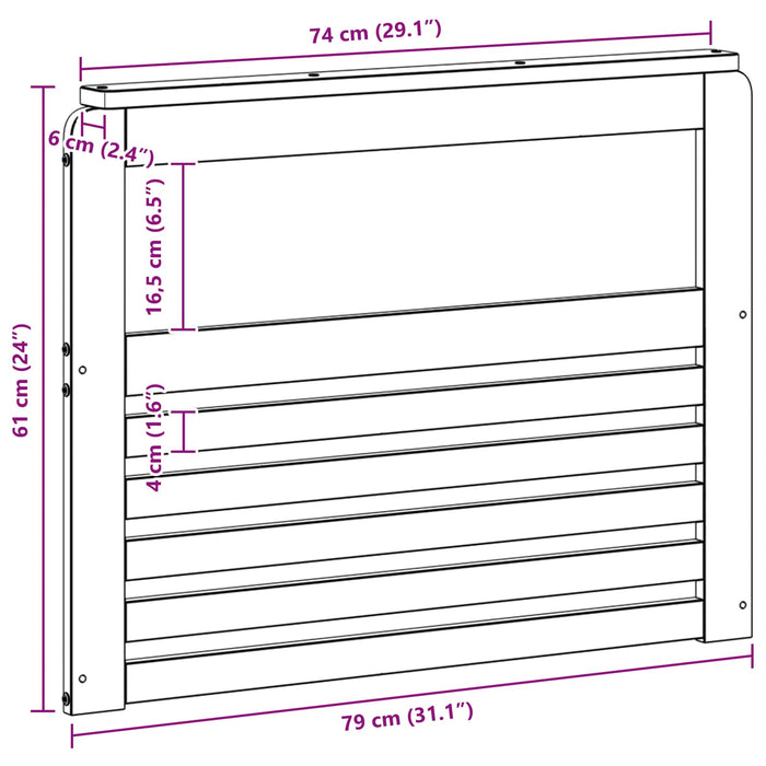 Modul cotiere 2 pcs Alb 79 x 6 x 61 cm Lemn Solid de Acacia WALTI