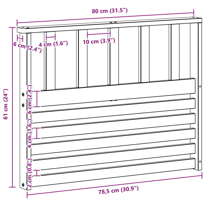 Modul cotiere 2 pcs Alb 80 x 6 x 61 cm Lemn Solid de Acacia WALTI