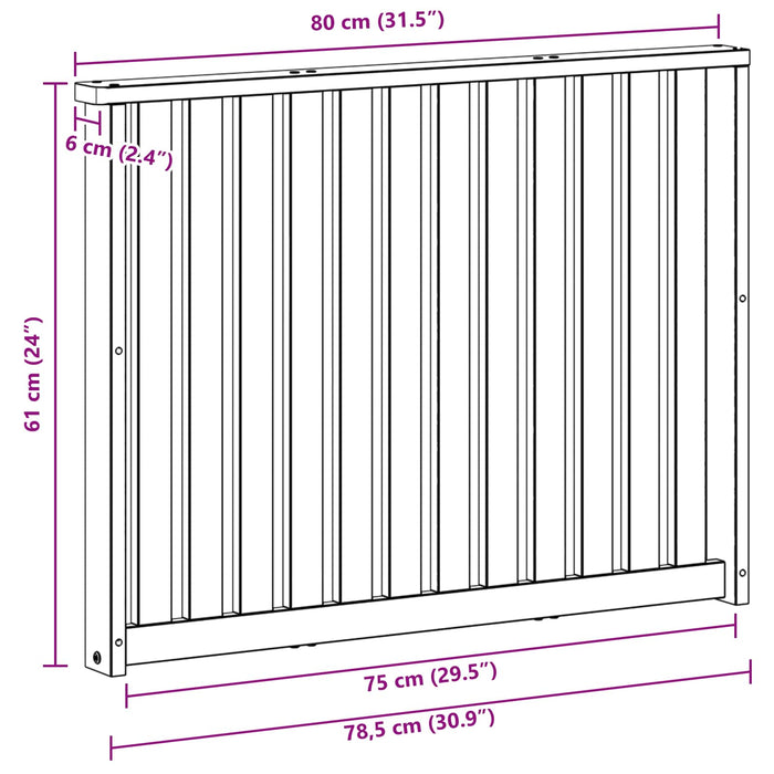 Modul cotiere 2 pcs Alb 80 x 6 x 61 cm Lemn Solid de Acacia WALTI