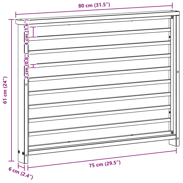 Modul cotiere 2 pcs Alb 80 x 6 x 61 cm Lemn Solid de Acacia WALTI