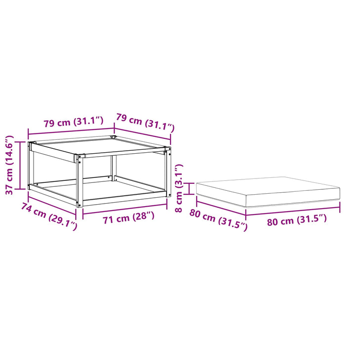 Taburet pentru exterior Lemn solid de Acacia și Textilene Alb - WALTI WALTI
