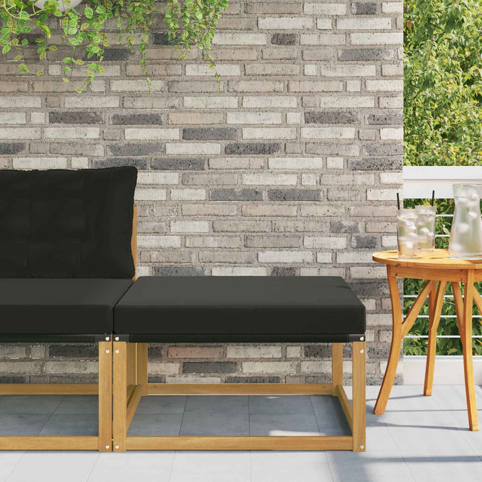 Taburet pentru exterior Lemn solid de Acacia și Textilene Alb - WALTI WALTI