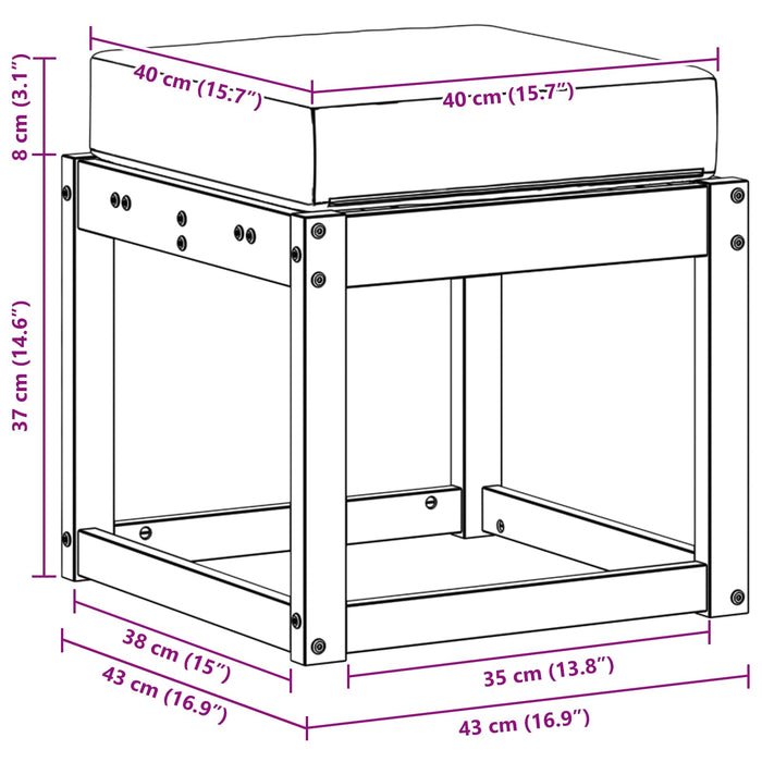 Bancă de exterior Alb 43 x 43 x 45 cm Lemn Solid de Acacia - WALTI WALTI