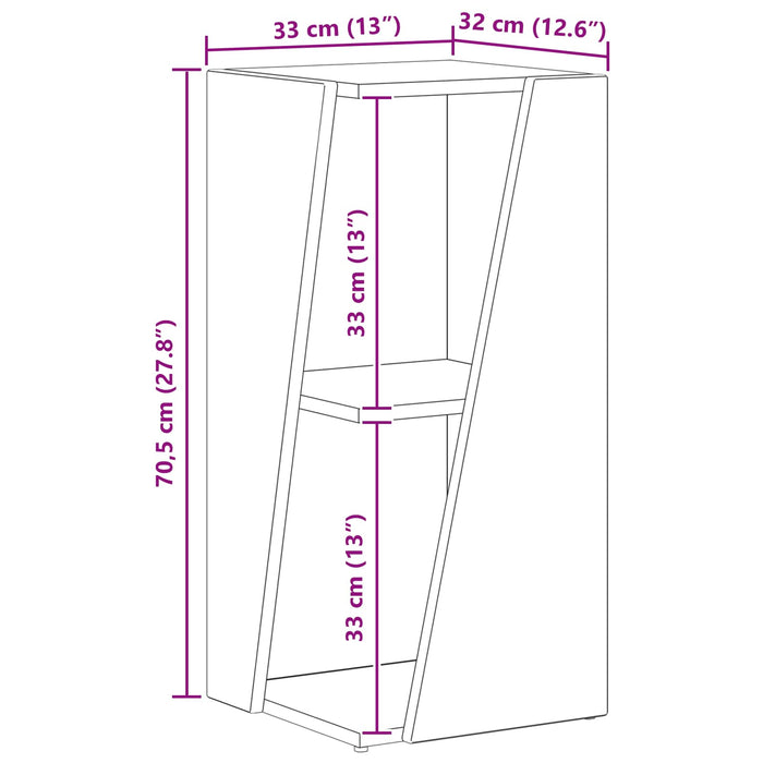 Raft lateral Stejar fumuriu 33 x 32 x 70,5 cm Lemn compozit - WALTI WALTI
