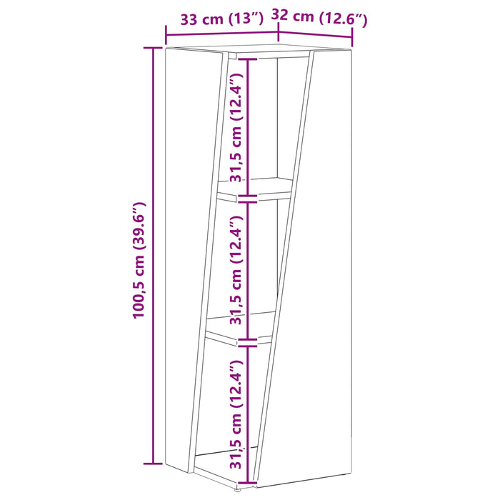 Raft lateral Alb 33 x 32 x 100,5 cm Lemn compozit - WALTI WALTI