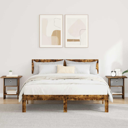 Noptieră 2 pcs Stejar fumuriu 41 x 40 x 45 cm Lemn compozit - WALTI WALTI