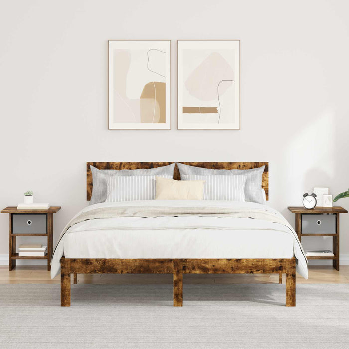 Noptieră 2 pcs Stejar fumuriu 41 x 40 x 45 cm Lemn compozit - WALTI WALTI