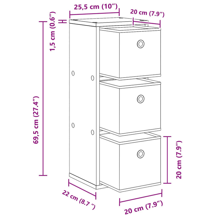 Bufet cu sertar Stejar Sonoma 25,5 x 22 x 69,5 cm - WALTI WALTI