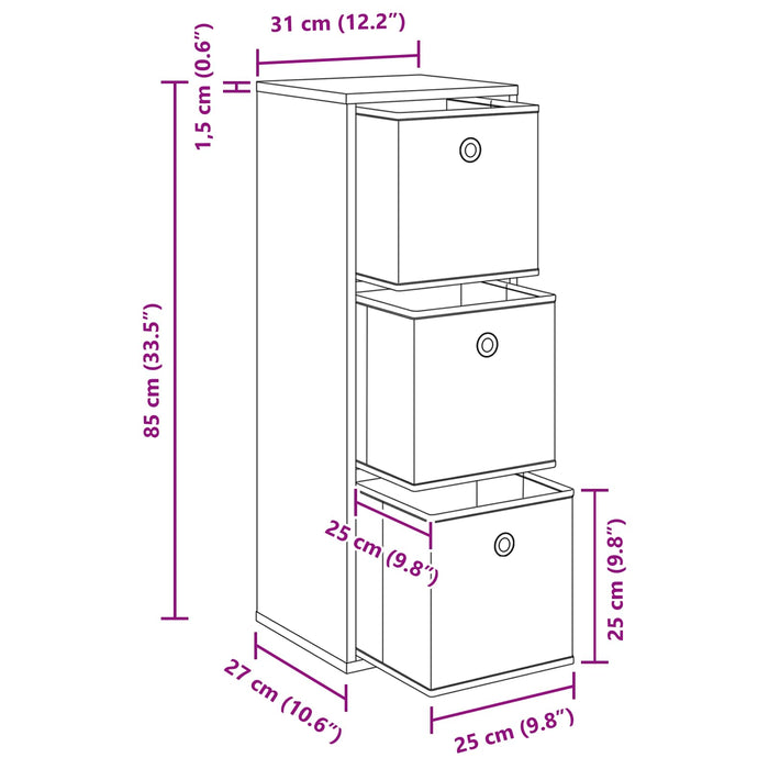 Bufet cu sertar Stejar Artizanal 30,5 x 27 x 84,5 cm - WALTI WALTI