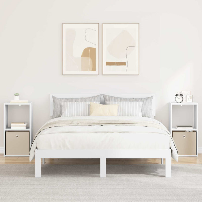 Noptieră cu sertar 2 pcs Alb 35 x 32 x 68,5 cm Lemn compozit - WALTI WALTI
