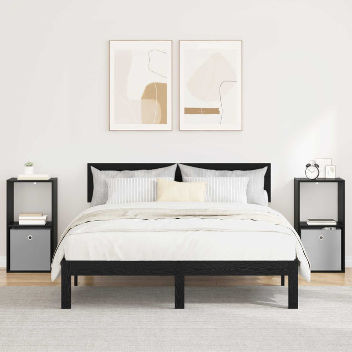 Noptieră 2 pcs Stejar Negru 35 x 32 x 68,5 cm Lemn compozit - WALTI WALTI