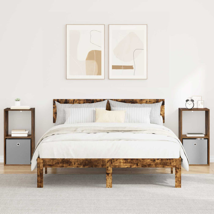 Noptieră 2 pcs Stejar fumuriu 35 x 32 x 68,5 cm Lemn compozit - WALTI WALTI