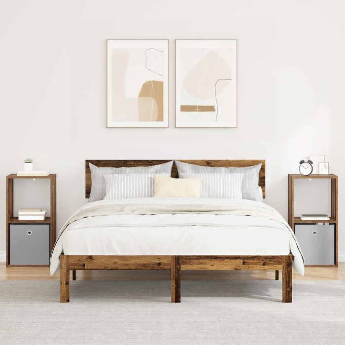 Noptieră 2 pcs Lemn vechi 35 x 32 x 68,5 cm Lemn compozit - WALTI WALTI